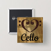 Kontrabassclef-Herz-Cello Button (Vorne & Hinten)