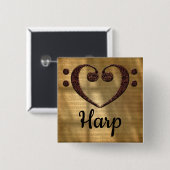 Kontrabassclef-Herz-Harfe Button (Vorne & Hinten)