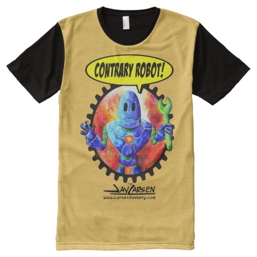 Konträrer Roboter-Druck ganz über Druck-T - Shirt (Vorderseite)