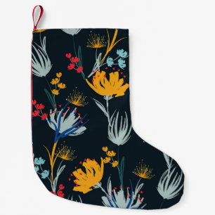 Kontrast-Blumenbürste: Nahtloses Schwarz Kleiner Weihnachtsstrumpf