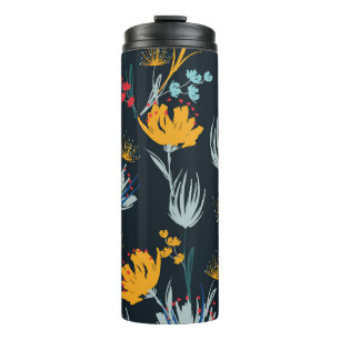 Kontrast-Blumenbürste: Nahtloses Schwarz Thermosbecher