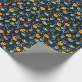 Kontrast Blütenbürste: Schwarz Nahtlos Geschenkpapier (Ecke)