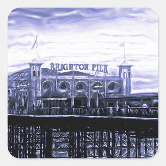Kontrast Brighton Pier Digital Painting Magnet-Tas Quadratischer Aufkleber (Vorderseite)