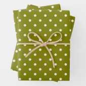 Kontrast & Harmonie: Olive Green & White Polka Dot Geschenkpapier Set (Beispiel)
