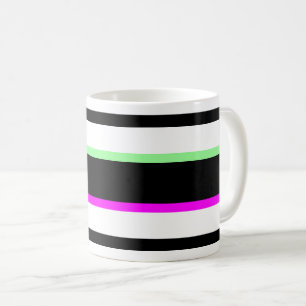 Kontrastierte Pop-Art-Schwarz-Weiß-Fluo-Bänder. Kaffeetasse