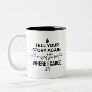 Kontrastreiche Kaffeetasse mit sarkastischem Zitat