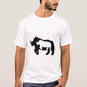 Kontrastreiches Nashorn-Silhouette in kühner Harmo T-Shirt