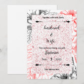 Kontrastreiches rotes Sprenkelmuster & schwarze Li Einladung (Vorne/Hinten)