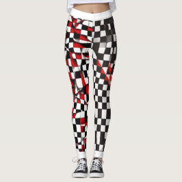 Kontrastrote und weiße karierte Leggings