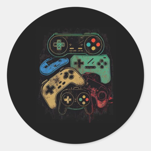 Kontrolle aller Videospielcontroller-Gamer Runder Aufkleber (Vorderseite)