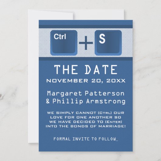 Kontrolle der Computerschlüssel Save the Date, bla Date (Vorderseite)