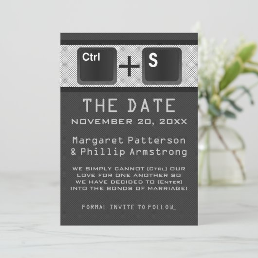 Kontrolle der Computerschlüssel Save the Date, gra Date (Stehend Vorderseite)