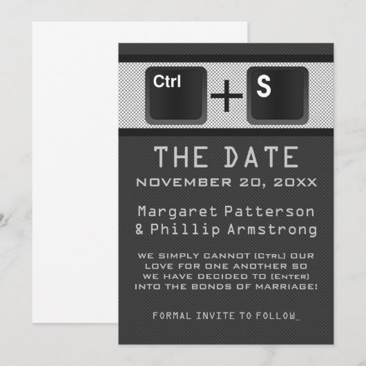 Kontrolle der Computerschlüssel Save the Date, gra Date (Vorne/Hinten)