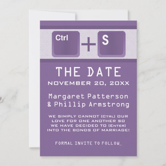 Kontrolle der Computerschlüssel Save the Date, Lil Date (Vorderseite)