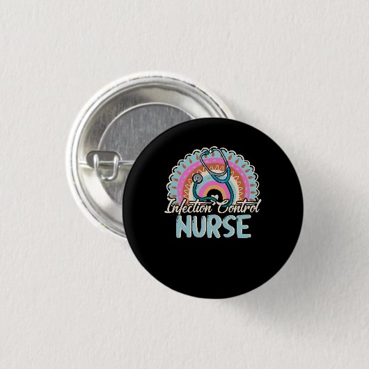 Kontrolle der Infektion Nurse Rainbow Retro Style  Button (Vorne & Hinten)