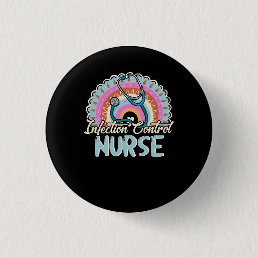 Kontrolle der Infektion Nurse Rainbow Retro Style Button (Vorderseite)