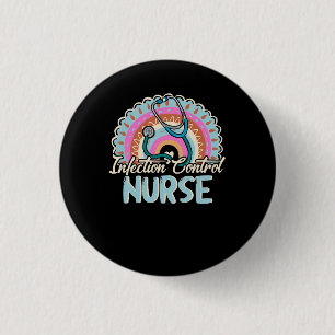 Kontrolle der Infektion Nurse Rainbow Retro Style Button