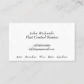 Kontrolle-Exterminierungsdienst Visitenkarte (Rückseite)