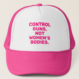 Kontrolle-Gewehre Nicht Frauenkörper in rosa Weiß Truckerkappe