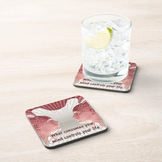 Kontrolle Ihr Lebensangebot Positives Denken Spric Getränkeuntersetzer (Rechte Seite)