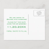 Kontrolle mit Computerschlüssel Save the Date Post Ankündigungspostkarte (Rückseite)