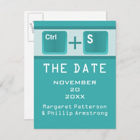 Kontrolle mit Computerschlüssel Save the Date Post Ankündigungspostkarte (Vorne/Hinten)