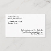 Kontrolle und Ausrottung von klassischen Schädling Visitenkarte (Rückseite)