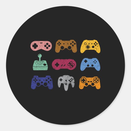 Kontrolle Video Game Controller Console Gaming Ret Runder Aufkleber (Vorderseite)