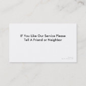 Kontrolle-Visitenkarten Visitenkarte (Rückseite)