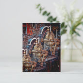 Kontrollen eines Motors einer Dampflokomotive Postkarte (Stehend Vorderseite)