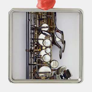 Kontrollen von Saxophone Silbernes Ornament
