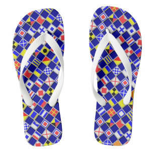 Kontrollierte Nautische Signalflags Navy Blue Badesandalen
