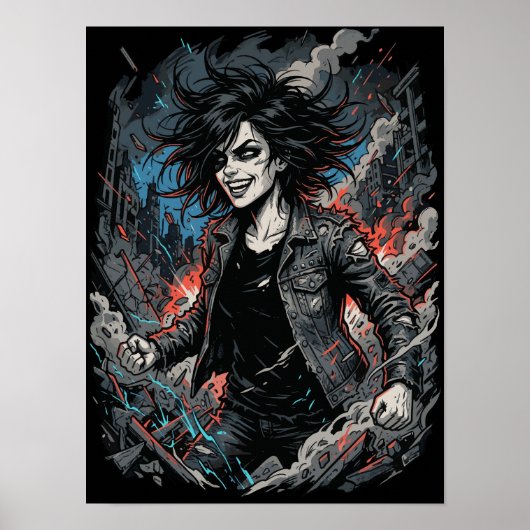 Kontrolliertes Chaos Punk-Mädchen | Urbane Grunge- Poster (Vorne)