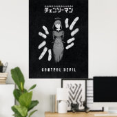 Kontrollteufel – Dark Anime Makima Illustration Poster (Heimbüro)