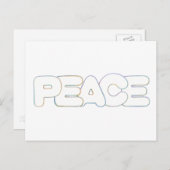 Kontur Art - Friede - Wort in Farben, Postkarte (Vorne/Hinten)