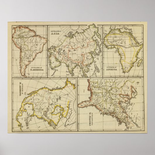 Kontur Asien, Amerika usw. Poster (Vorne)