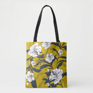 Kontur blühende Blume Vintage Illustration. Seam Tasche