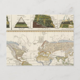 Kontur der Geografie der Pflanze Postkarte