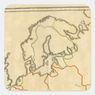 Kontur der Großstädte in Europa Quadratischer Aufkleber