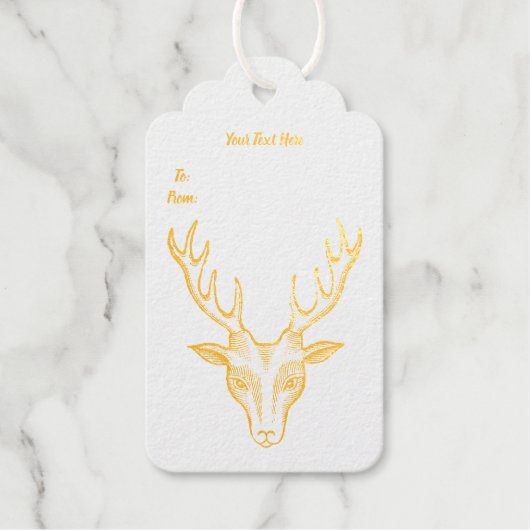 Kontur der Hirsche Große Geweihe im Gold Foil Geschenkanhänger (Vorderseite)
