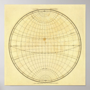 Kontur der östlichen Hemisphäre Poster