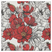 Kontur der Pattern-Blume in Rot und Schwarz-Rose Stoff (Nahaufnahme)