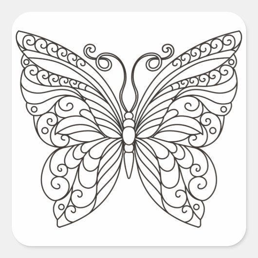 Kontur der Schmetterlinge Quadratischer Aufkleber (Vorderseite)