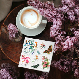 Kontur der Vintagen botanischen Schmetterlinge 8 S Aufkleber