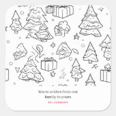 Kontur der Weihnachtsfarben Quadratischer Aufkleber (Vorderseite)