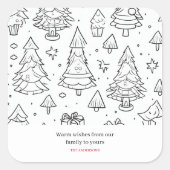 Kontur der Weihnachtsfarben Quadratischer Aufkleber (Vorderseite)