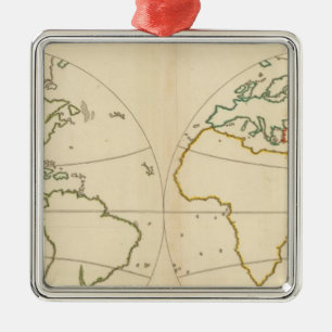 Kontur der Weltkarte Silbernes Ornament