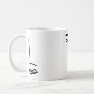 Kontur des Gesichts mit Aquarellpinsel bemalt. A Kaffeetasse