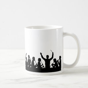 Kontur des Leiters und Band schwärzen auf Weiß Kaffeetasse
