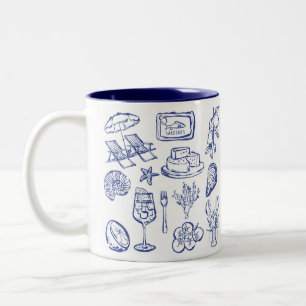 Kontur des Mittelmeerraums Zweifarbige Tasse